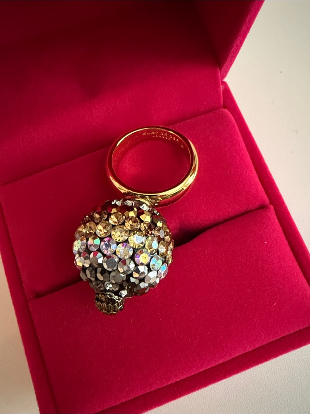 Kurt Geiger Pave Bubble Ring Brass Ring - Sparkling Multi-Tone - Picture 2 of 5